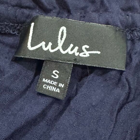 NEW Lulus Navy Blue Tie Back Peplum Tank Top Women’s Small - Picture 4 of 5